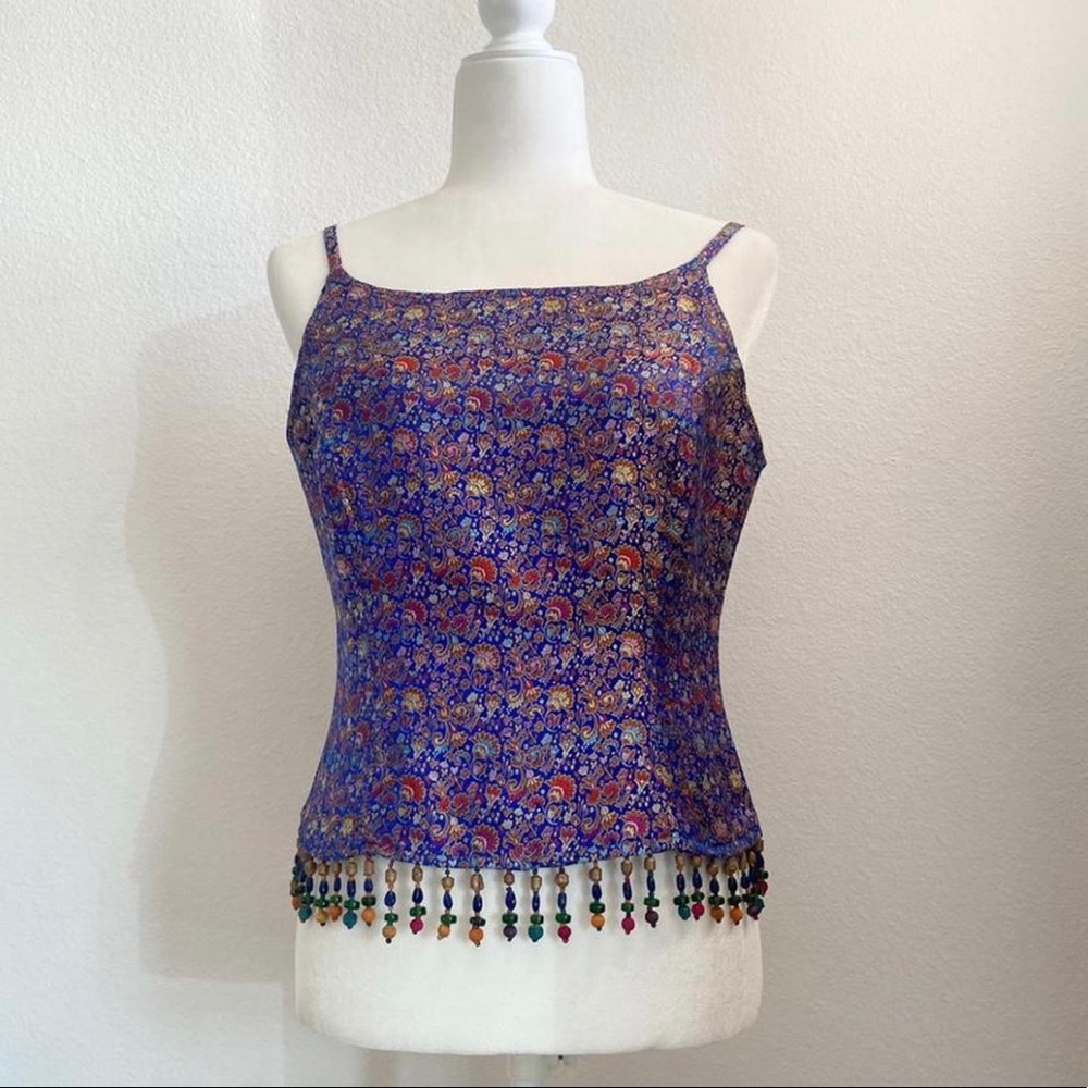 Vintage 90’s Y2k 2000s beaded Paisley vibrant patterned Embroidered